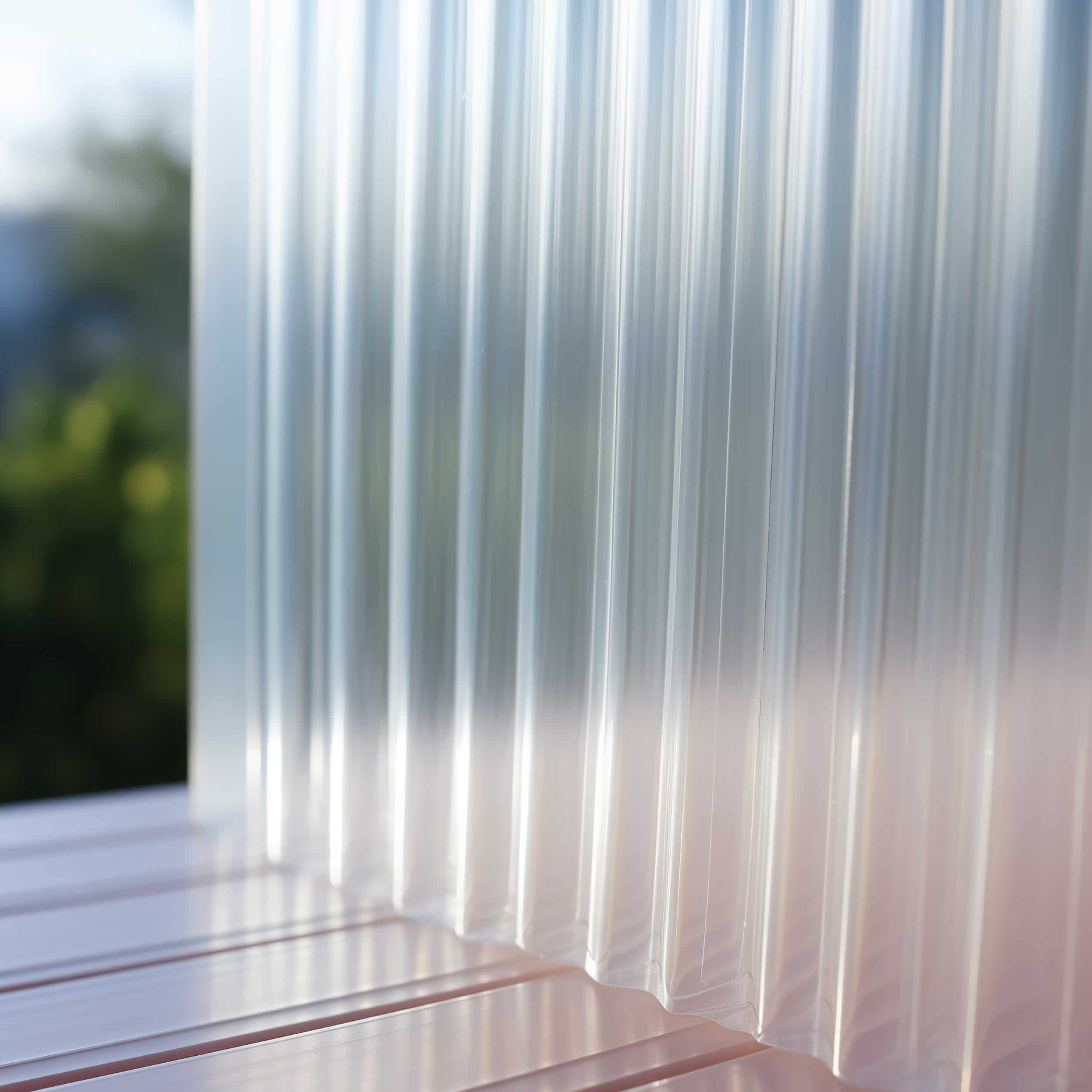 transparent corrugated partition with blurred background