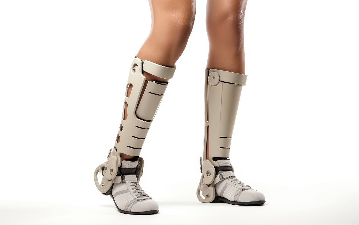 Protective Leg Support on White Background.